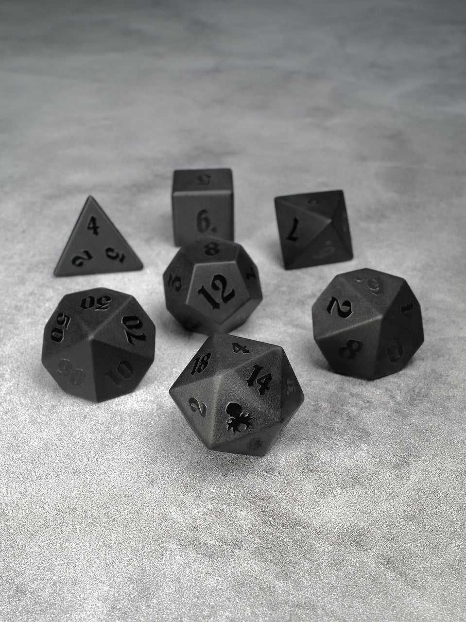 Raised Obsidian Glass Semi-precious Gemstone Dice Set